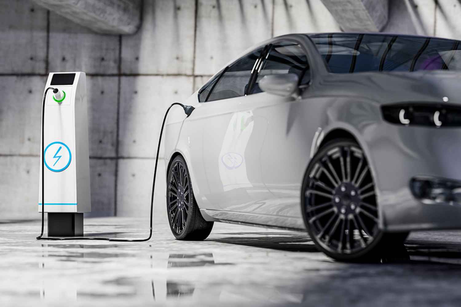 Elektroauto mit Ladesäule