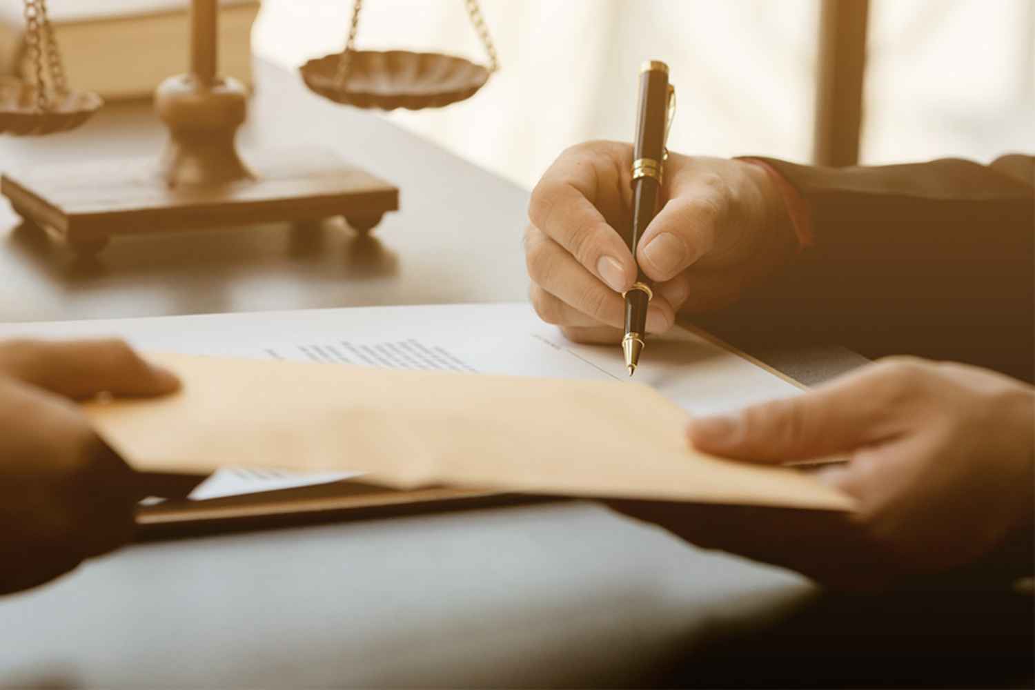 Person unterschreibt Dokument