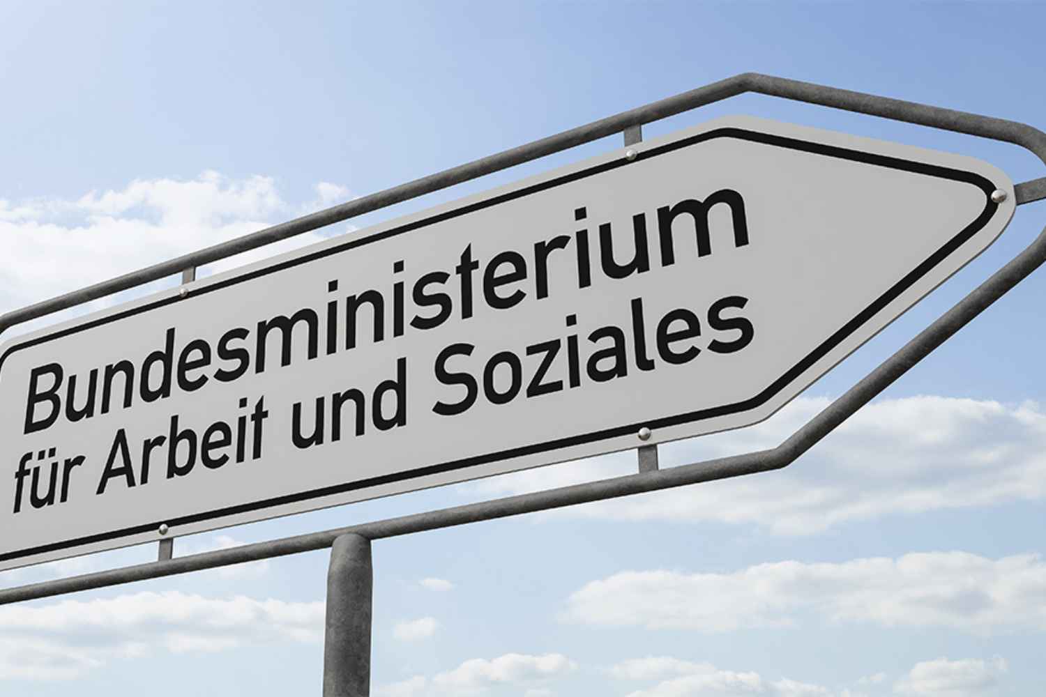 Verkehrszeichen mit der Aufschrift Bundesministerium für Arbeit und Soziales
